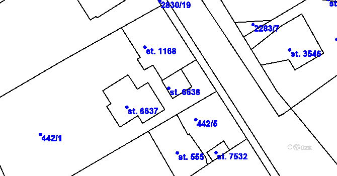 Parcela st. 6638 v KÚ Chrudim, Katastrální mapa