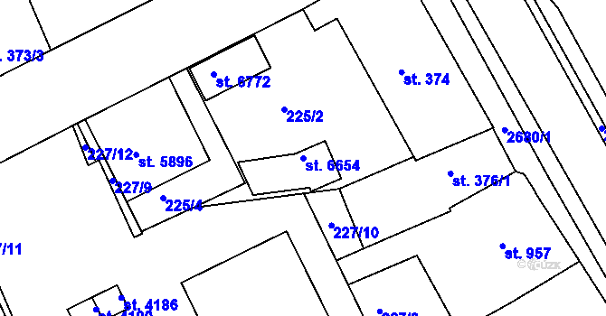 Parcela st. 6654 v KÚ Chrudim, Katastrální mapa
