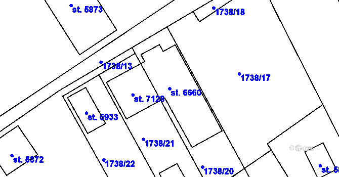 Parcela st. 6660 v KÚ Chrudim, Katastrální mapa