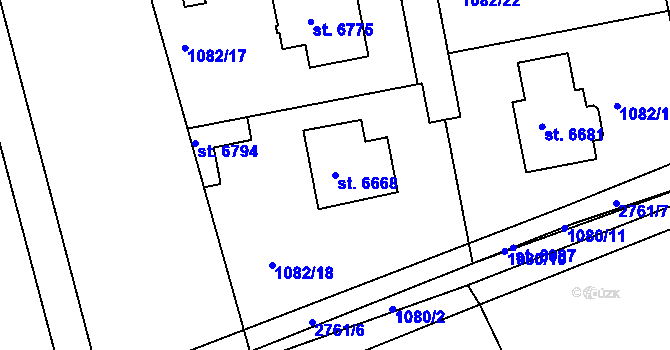 Parcela st. 6668 v KÚ Chrudim, Katastrální mapa