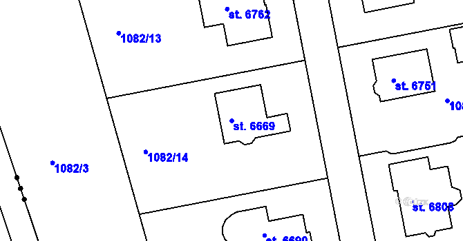 Parcela st. 6669 v KÚ Chrudim, Katastrální mapa