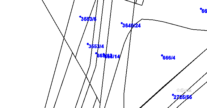 Parcela st. 668/14 v KÚ Chrudim, Katastrální mapa