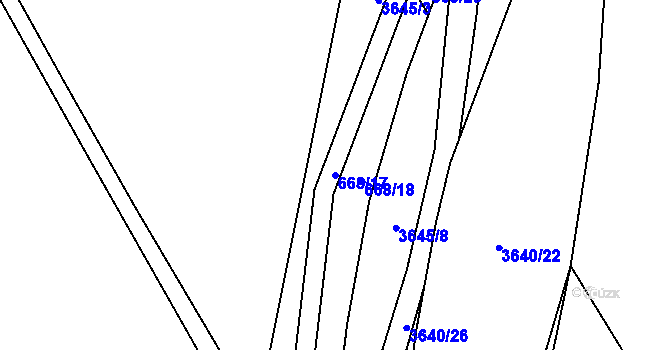 Parcela st. 668/17 v KÚ Chrudim, Katastrální mapa