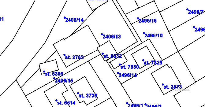 Parcela st. 6632 v KÚ Chrudim, Katastrální mapa