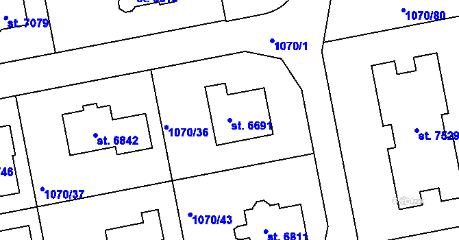 Parcela st. 6691 v KÚ Chrudim, Katastrální mapa