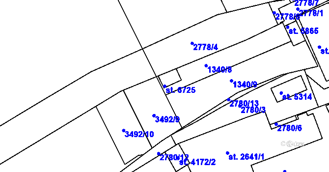 Parcela st. 6725 v KÚ Chrudim, Katastrální mapa