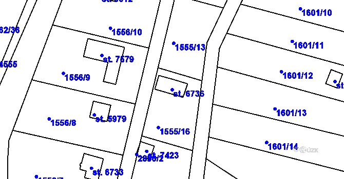 Parcela st. 6736 v KÚ Chrudim, Katastrální mapa