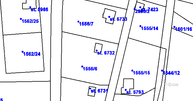 Parcela st. 6732 v KÚ Chrudim, Katastrální mapa