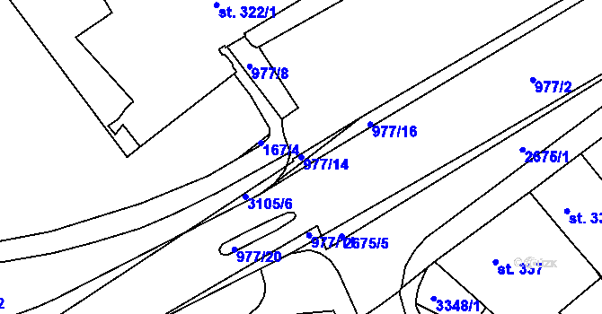 Parcela st. 977/14 v KÚ Chrudim, Katastrální mapa