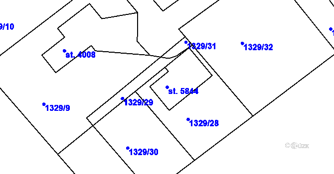 Parcela st. 5844 v KÚ Chrudim, Katastrální mapa