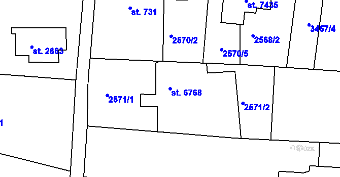 Parcela st. 6768 v KÚ Chrudim, Katastrální mapa
