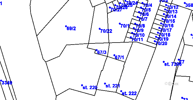Parcela st. 67/3 v KÚ Chrudim, Katastrální mapa