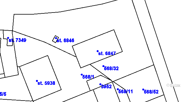 Parcela st. 6847 v KÚ Chrudim, Katastrální mapa