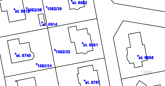 Parcela st. 6861 v KÚ Chrudim, Katastrální mapa