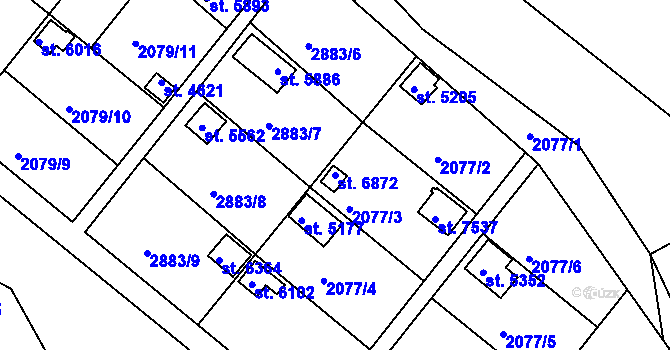 Parcela st. 6872 v KÚ Chrudim, Katastrální mapa