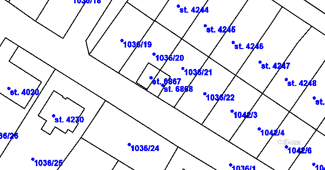 Parcela st. 6868 v KÚ Chrudim, Katastrální mapa