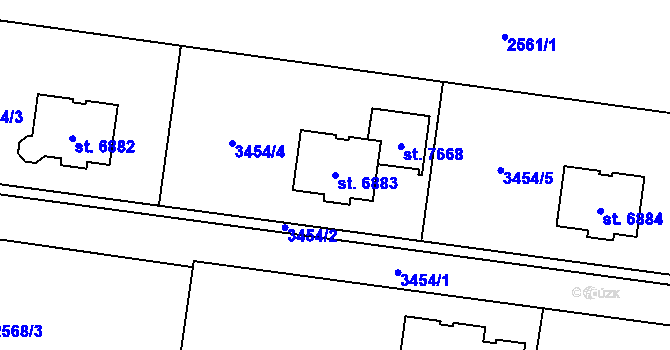 Parcela st. 6883 v KÚ Chrudim, Katastrální mapa
