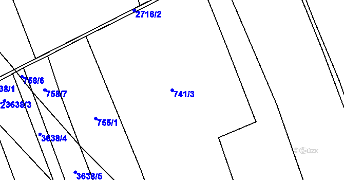 Parcela st. 741/3 v KÚ Chrudim, Katastrální mapa