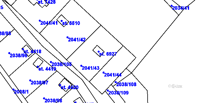 Parcela st. 6927 v KÚ Chrudim, Katastrální mapa