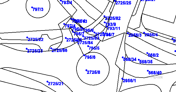 Parcela st. 795/5 v KÚ Chrudim, Katastrální mapa