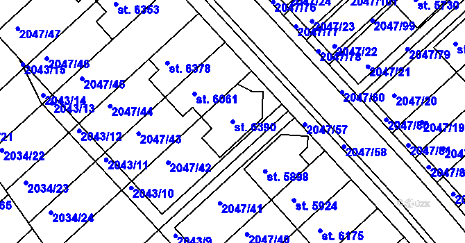 Parcela st. 6390 v KÚ Chrudim, Katastrální mapa