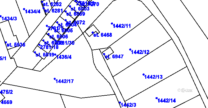 Parcela st. 6947 v KÚ Chrudim, Katastrální mapa