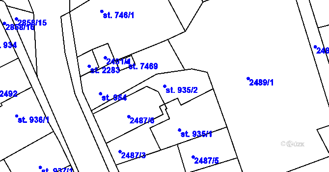 Parcela st. 935/2 v KÚ Chrudim, Katastrální mapa