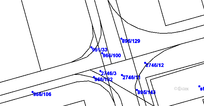 Parcela st. 966/100 v KÚ Chrudim, Katastrální mapa
