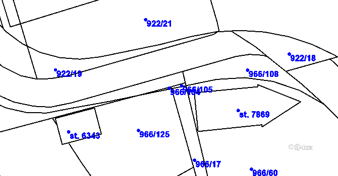 Parcela st. 966/104 v KÚ Chrudim, Katastrální mapa