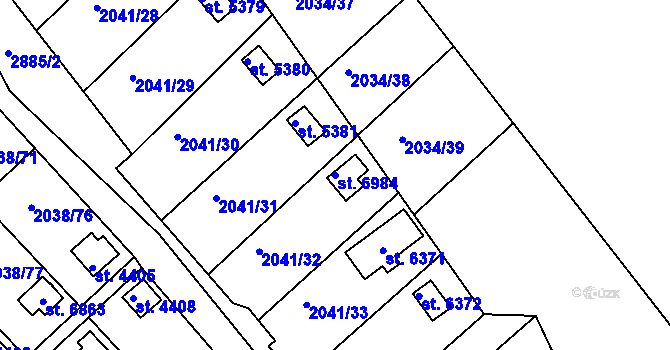 Parcela st. 6984 v KÚ Chrudim, Katastrální mapa