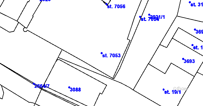 Parcela st. 7053 v KÚ Chrudim, Katastrální mapa