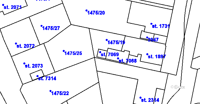 Parcela st. 7069 v KÚ Chrudim, Katastrální mapa