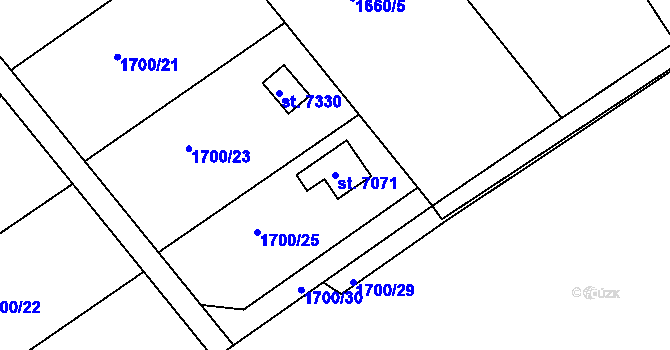Parcela st. 7071 v KÚ Chrudim, Katastrální mapa
