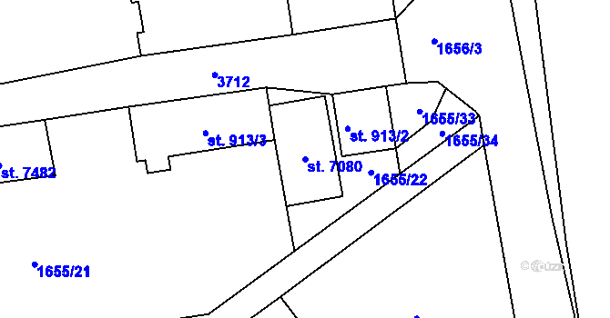 Parcela st. 7080 v KÚ Chrudim, Katastrální mapa