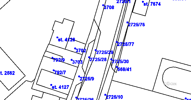 Parcela st. 2725/29 v KÚ Chrudim, Katastrální mapa