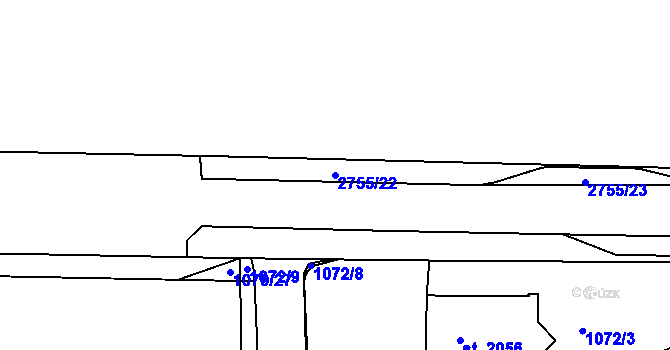 Parcela st. 2755/22 v KÚ Chrudim, Katastrální mapa