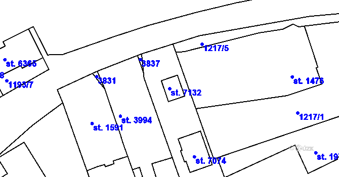 Parcela st. 7132 v KÚ Chrudim, Katastrální mapa