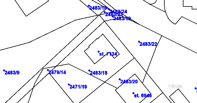 Parcela st. 7134 v KÚ Chrudim, Katastrální mapa