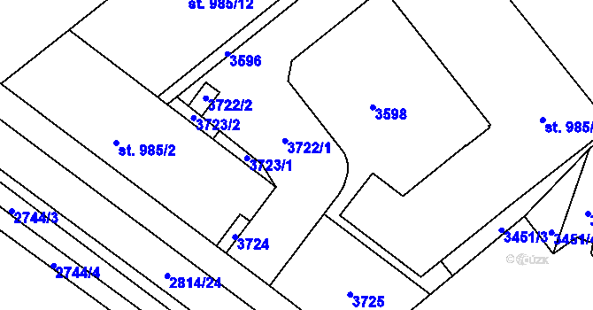 Parcela st. 3722 v KÚ Chrudim, Katastrální mapa