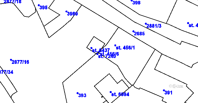 Parcela st. 456/6 v KÚ Chrudim, Katastrální mapa