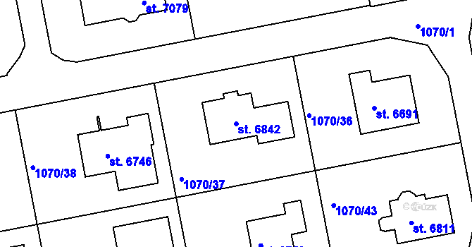 Parcela st. 6842 v KÚ Chrudim, Katastrální mapa