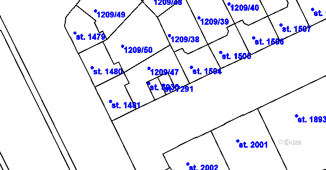 Parcela st. 7291 v KÚ Chrudim, Katastrální mapa