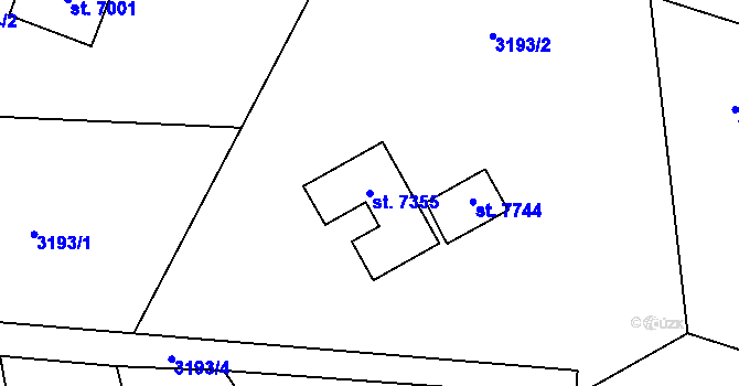 Parcela st. 7355 v KÚ Chrudim, Katastrální mapa