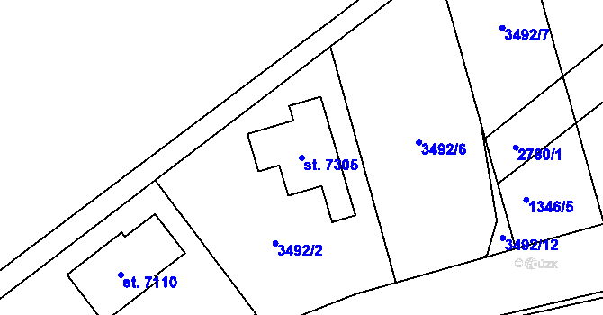 Parcela st. 7305 v KÚ Chrudim, Katastrální mapa