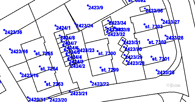 Parcela st. 7300 v KÚ Chrudim, Katastrální mapa