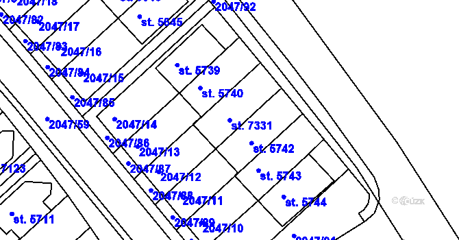 Parcela st. 7331 v KÚ Chrudim, Katastrální mapa