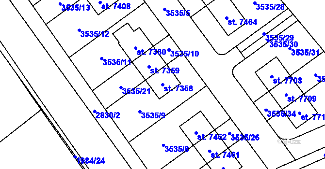 Parcela st. 7358 v KÚ Chrudim, Katastrální mapa