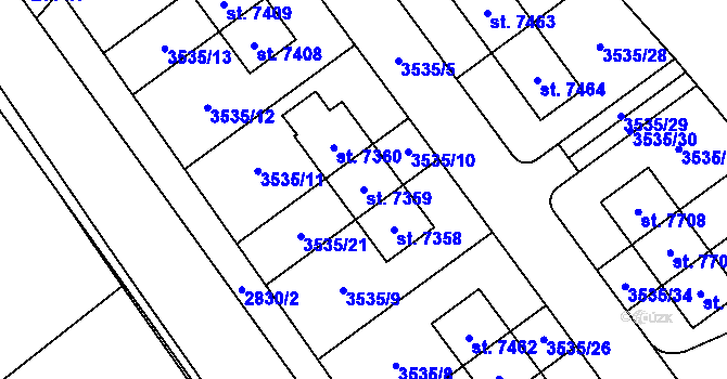 Parcela st. 7359 v KÚ Chrudim, Katastrální mapa