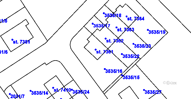 Parcela st. 7361 v KÚ Chrudim, Katastrální mapa