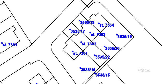 Parcela st. 7362 v KÚ Chrudim, Katastrální mapa